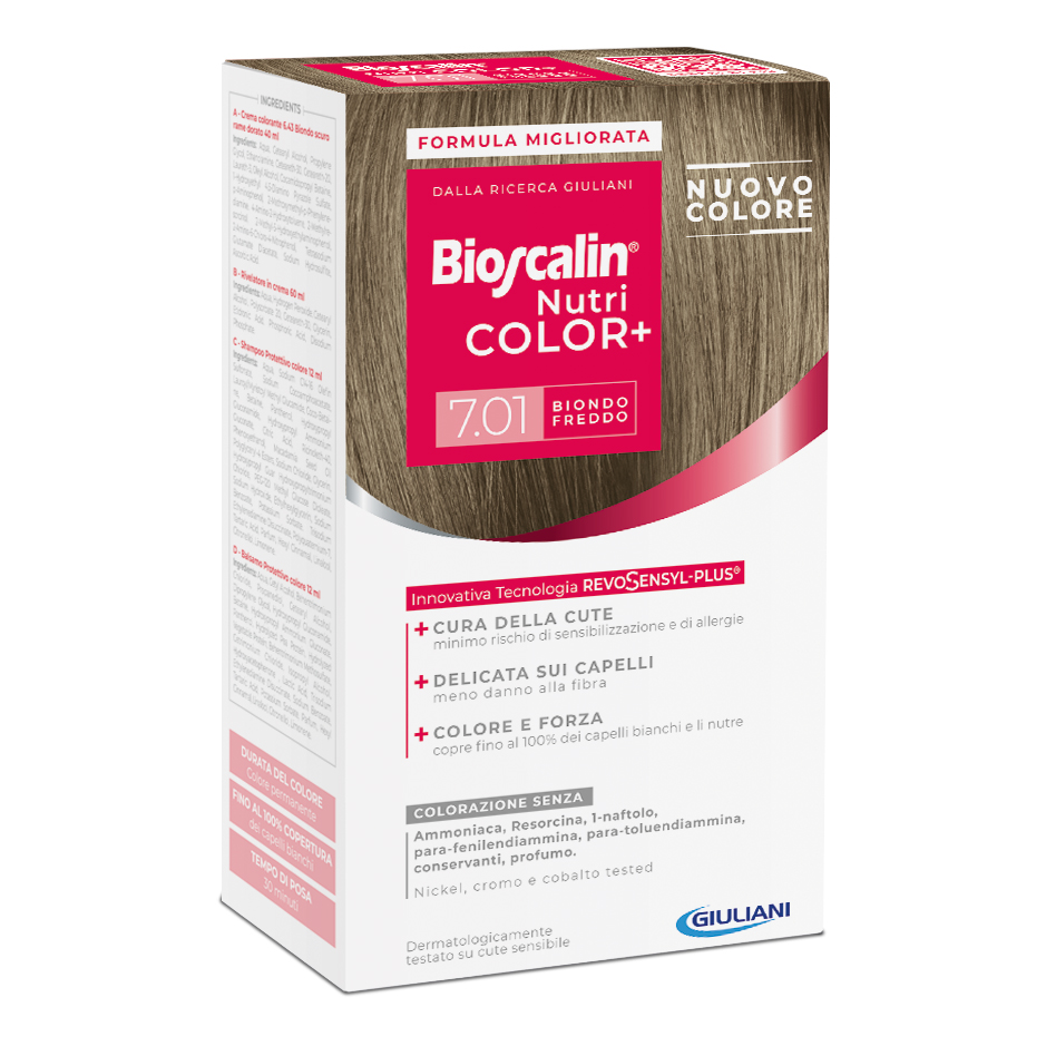 Giuliani Spa Bianchi Bioscalin Nutricolor+ Tintura Numero 7.01 - Tinta Colore Biondo Freddo - Immagine 2