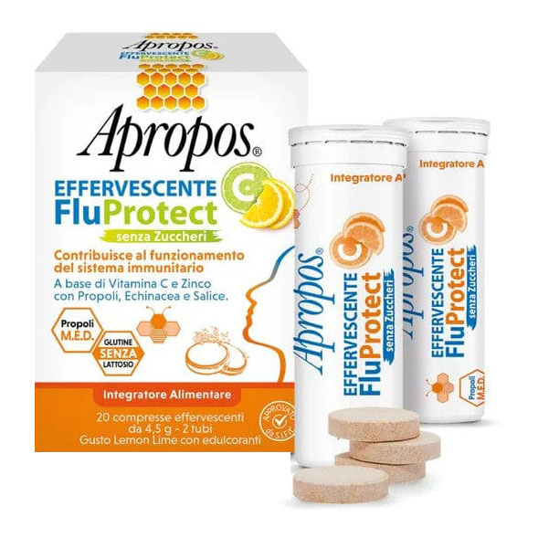 Apropos Effervescente C Fluprotect Senza Zuccheri 20 Compresse Effervescenti 90 G Effervescenti Bambino - Immagine 9