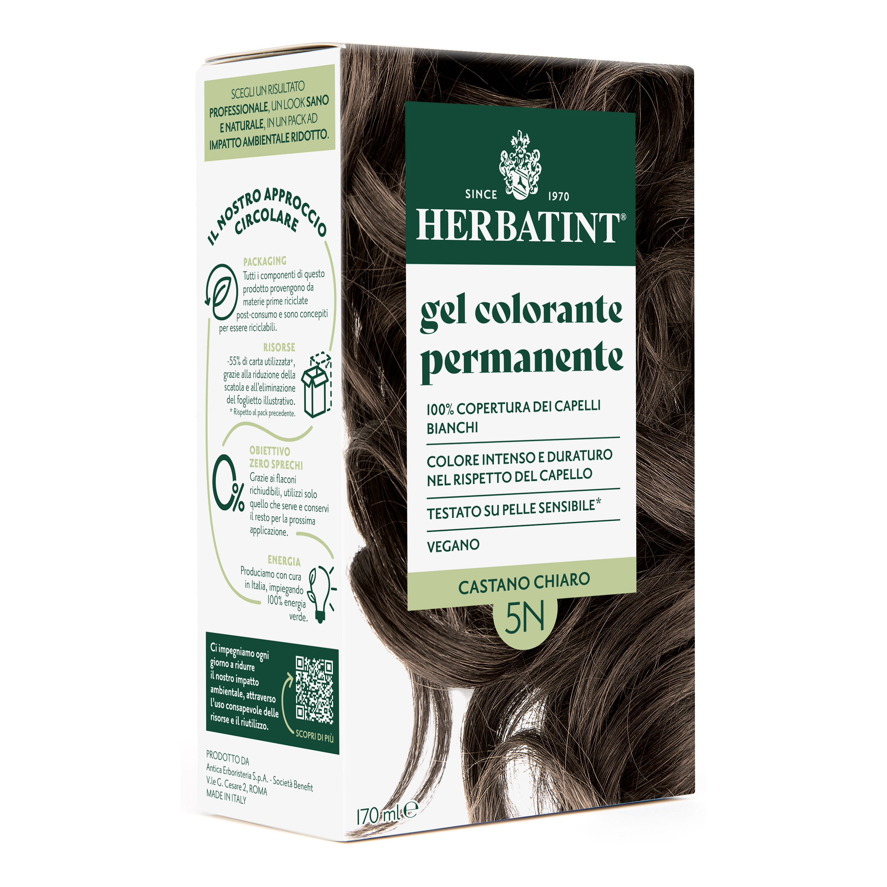 Herbatint Chiaro Gel Colorante Permanente Per Capelli N.5n Castano 170 Ml - Immagine 4