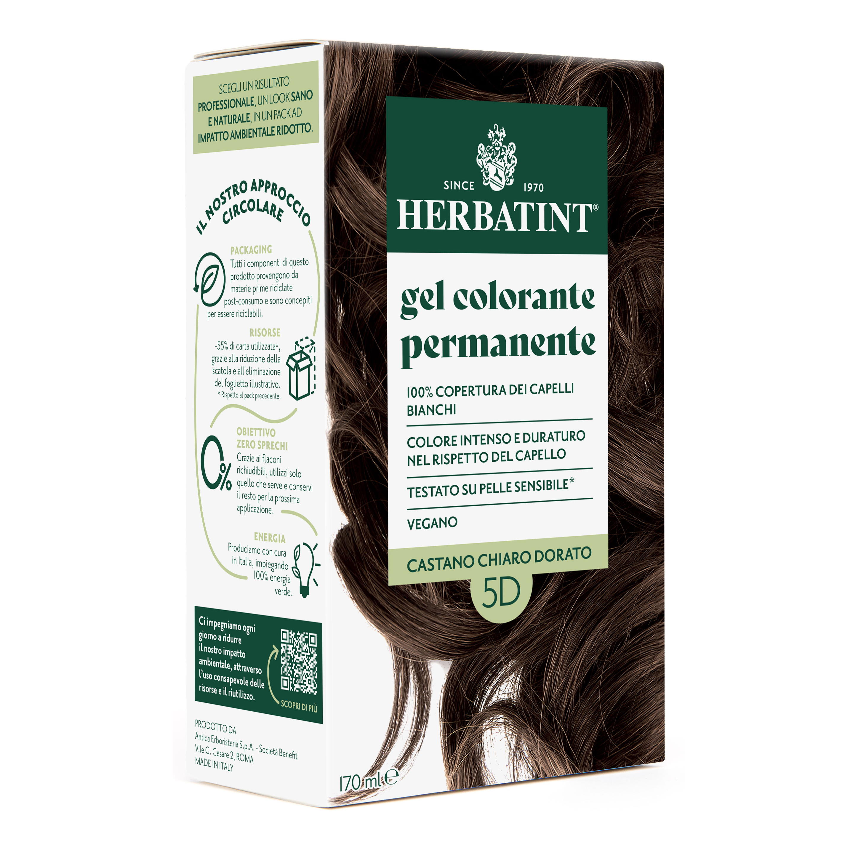 Herbatint Gel Colorante Permanente 5D Castano Chiaro Dorato 170 Ml Tintura - Immagine 4